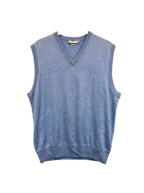 Peter Millar Men's V Neck Pullover Sweater Vest Size Large 100% Merino Wool